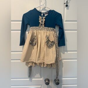 Serendipity Clothing Girls Farmhouse Shabby Patchwork Dress Teal Size 6/7